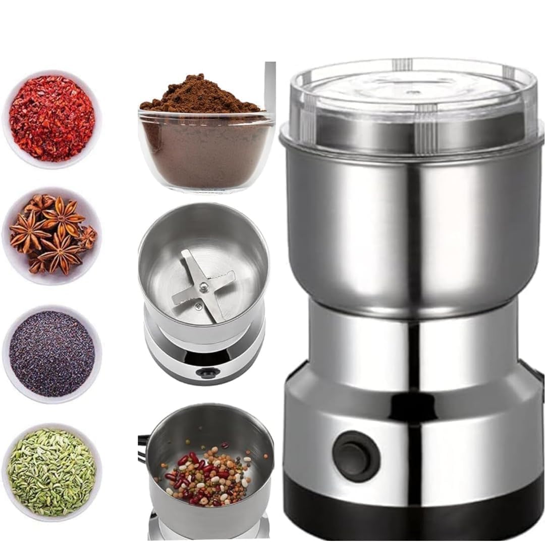 Nima Stainless Steel Multifunctional Electric Grinder & Coffee Maker, Mini Spice and Masala Grinder for Coffee Beans, Nuts and Grains, Durable Household Grinder for Home Kitchen
