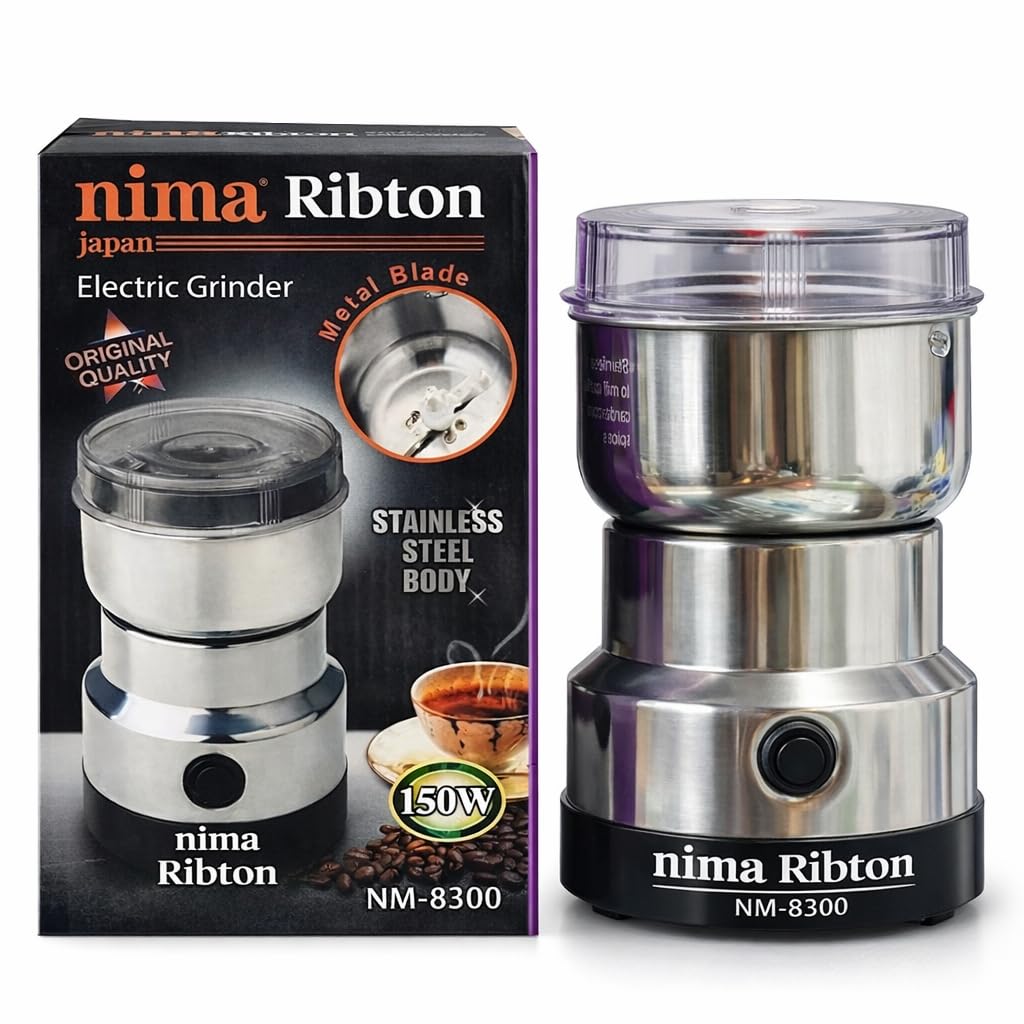 Nima Stainless Steel Multifunctional Electric Grinder & Coffee Maker, Mini Spice and Masala Grinder for Coffee Beans, Nuts and Grains, Durable Household Grinder for Home Kitchen