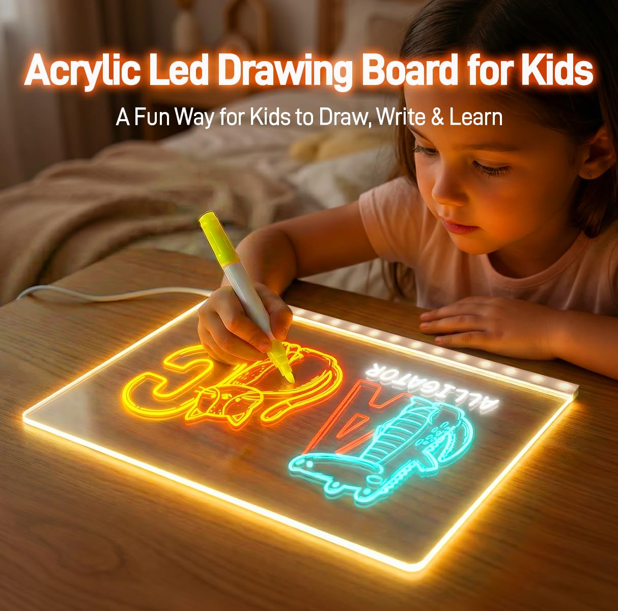 7 Color LED Note Board Light up Dry Erase Boards Led Drawing Board for Kids With Includes Adapter