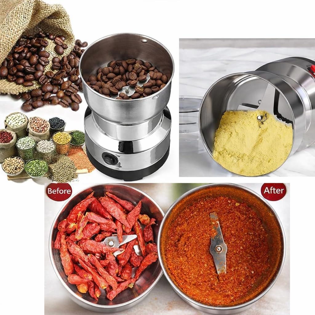 Nima Stainless Steel Multifunctional Electric Grinder & Coffee Maker, Mini Spice and Masala Grinder for Coffee Beans, Nuts and Grains, Durable Household Grinder for Home Kitchen