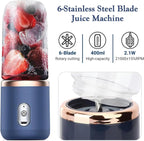 Portable Blender Electric Juicers Fruit Mixers USB Rechargeable Smoothie Mini Personal Juicer 6 Blades 3Gears With 1500 Mah Rechargeable Battery-Smoothie Blender