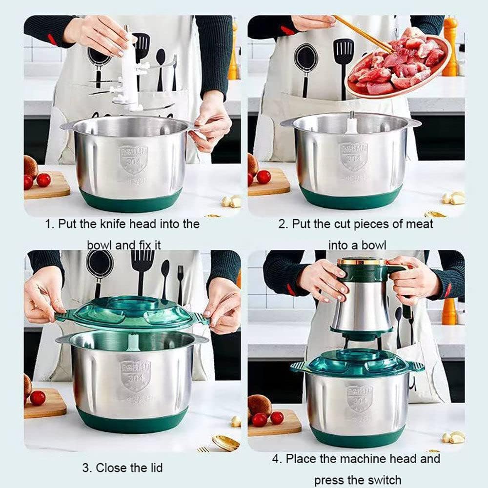 5 Speeds Stainless Steel Electric Chopper Vegetable & Meat Slicer Machine 3L