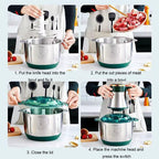 5 Speeds Stainless Steel Electric Chopper Vegetable & Meat Slicer Machine 3L