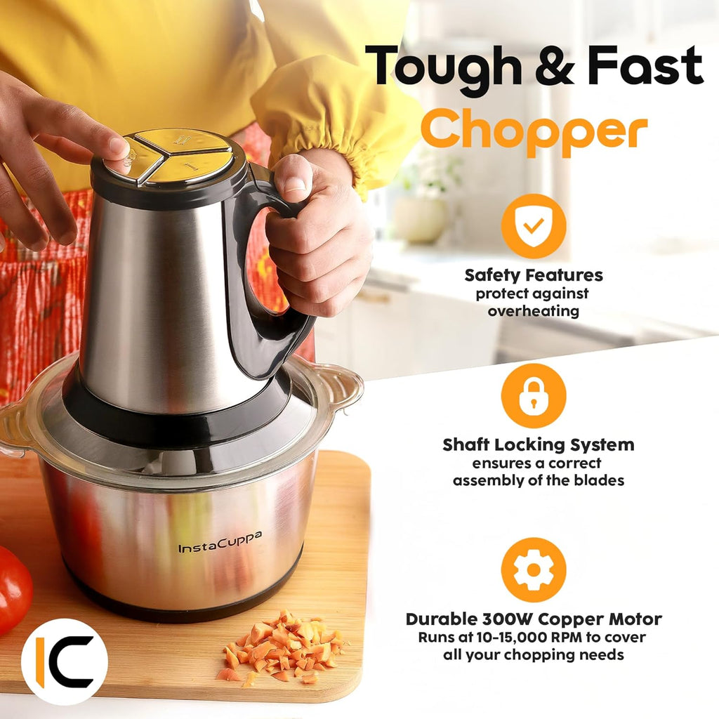 3 Speeds 304 Stainless Steel Electric Chopper Meat Grinder Mincer Food Processor Slicer Vegetable Food Chopper Meat Slicer Machine 220V 3L