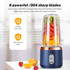 Portable Blender Electric Juicers Fruit Mixers USB Rechargeable Smoothie Mini Personal Juicer 6 Blades 3Gears With 1500 Mah Rechargeable Battery-Smoothie Blender