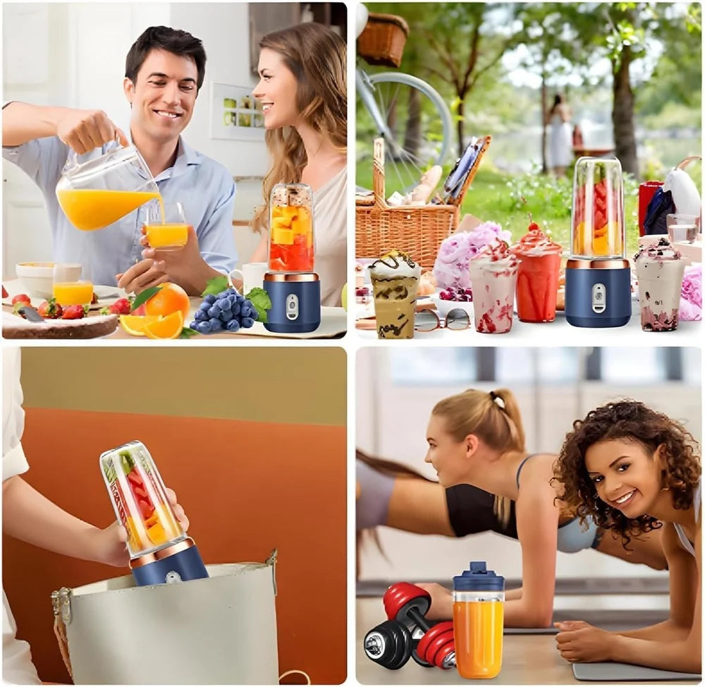 Portable Blender Electric Juicers Fruit Mixers USB Rechargeable Smoothie Mini Personal Juicer 6 Blades 3Gears With 1500 Mah Rechargeable Battery-Smoothie Blender